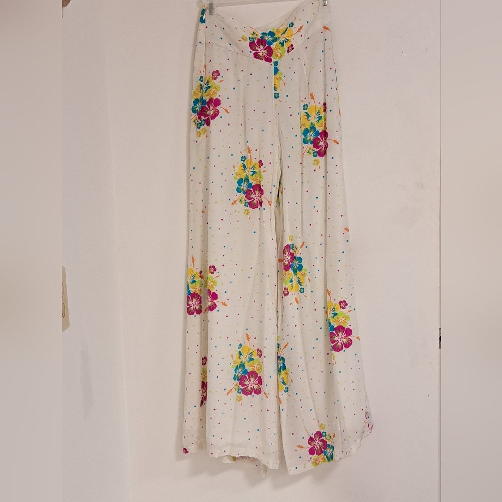 MOCHI Silk Floral Wide Leg Misses Petite Pants Size XS